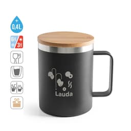 Lauda – Mug in 90% recycled stainless steel with bamboo lid 420 mL
