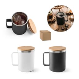 Lauda – Mug in 90% recycled stainless steel with bamboo lid 420 mL