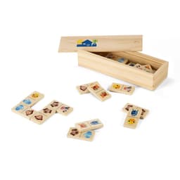 Domin – Kids wooden domino game. 28 pieces featuring fun animal figures