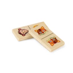 Domin – Kids wooden domino game. 28 pieces featuring fun animal figures