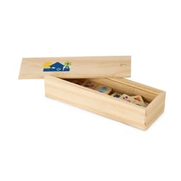 Domin – Kids wooden domino game. 28 pieces featuring fun animal figures