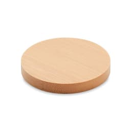 A wooden round cutting board made from bamboo, featuring a natural light wood finish.