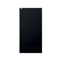 A sleek black drink bottle with a minimalist design and a logo on its surface.