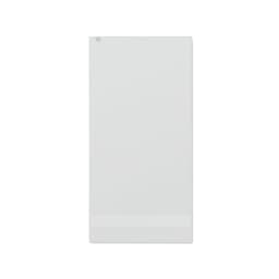 A blank white rectangular panel with a subtle texture and a small logo at the top.