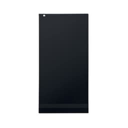 A sleek black drink bottle with a smooth finish and a small logo at the top.