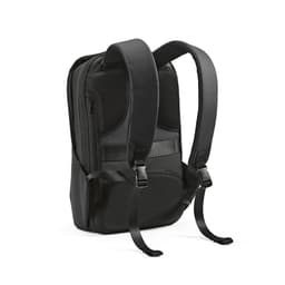 A black backpack with adjustable straps, featuring a TSA lock and anticut fabric for security.