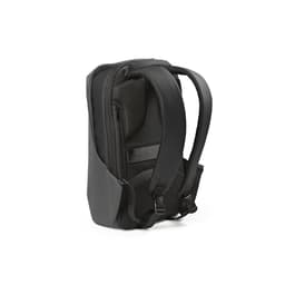 A black backpack with a sleek design, featuring adjustable straps, a zip pocket, and an anticut fabric material.