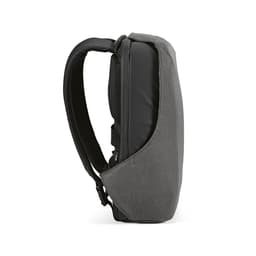 A grey backpack with TSA lock and anticut fabric, featuring a sleek design and padded shoulder straps.