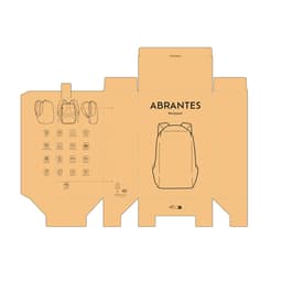 An outline of the Abrantes Backpack, featuring a sleek design, with an illustration of a backpack and logos.