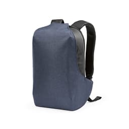 A dark blue backpack featuring a sleek design, TSA lock, and anticut fabric with a logo.