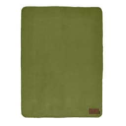 A green rPET blanket with a customisable patch, featuring a simple and smooth texture.
