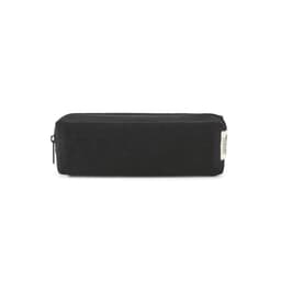 A black multi-purpose case with a zip closure, made from 270gsm cotton, featuring a logo.