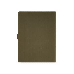 An olive green A4 folder with a rPU closure and a textured exterior, containing 64 FSC® sheet notepad.