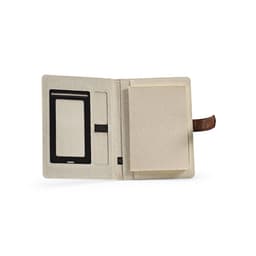 A cream A5 folder with an rPU closure, featuring a notepad and a side pocket for devices or cards.
