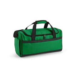 A green gym bag with black accents, featuring a zip closure and two sturdy handles.