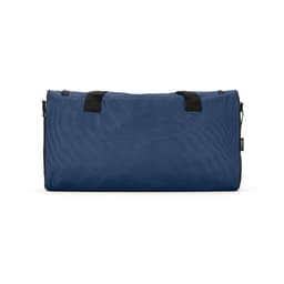A blue gym bag made from rPET ripstop material, featuring reflective strips and sturdy black handles.