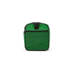 A green rPET ripstop gym bag with reflective strips and a mesh pocket. Features a sturdy handle and adjustable strap.