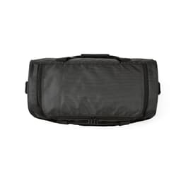 A black gym bag made from rPET ripstop material, featuring reflective strips and a handle for easy carrying.