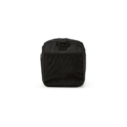 A black gym bag with a ripstop texture, featuring a mesh panel and a carry strap. It has a logo.