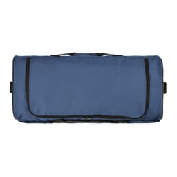 A large navy gym bag featuring reflective strips and a logo, with dual handles and a zip closure.