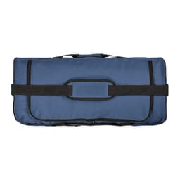 A blue gym bag made of ripstop material, featuring reflective strips and a handle for easy carrying.