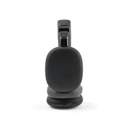 Black headphones with a grey cushioned ear cup, featuring a sleek design and a visible charging port.