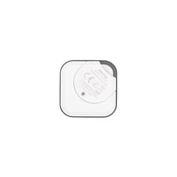 A white VibeTag tracker with a black border, featuring a logo and essential product information on the back.