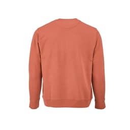 A terracotta crew neck sweatshirt in French terry fabric, featuring a solid colour and a logo on the back.