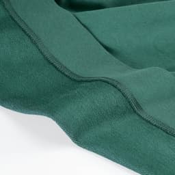 A green crew neck sweatshirt made from 100% organic cotton, featuring a textured fabric and a branding logo.