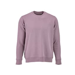 A light mauve crew neck sweatshirt made from 100% organic cotton, featuring long sleeves and a simple design.