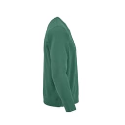 A green Capri French terry crew neck sweatshirt made of 100% organic cotton, featuring a logo.