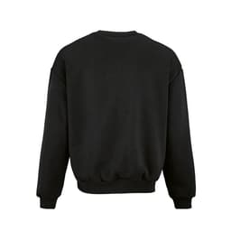 A black oversized sweatshirt with a simple design, featuring a crew neckline and ribbed hem.