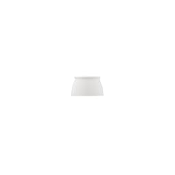 A white lampshade with a flared design, featuring a smooth surface. It has a circular opening at the top.
