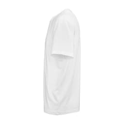 A white Maya jersey t-shirt made from 100% organic cotton, featuring short sleeves and a side view.