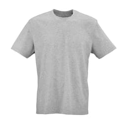 A grey Maya jersey t-shirt made from 100% organic cotton, featuring a crew neckline and a logo.