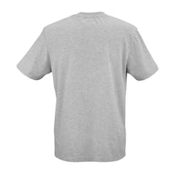 A grey Maya jersey t-shirt made from 100% organic cotton, featuring short sleeves and a logo.