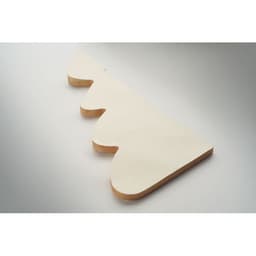 A decorative wooden shelf bracket in a light cream colour with a scalloped edge design.