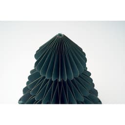 A decorative green paper tree with layered, fan-like shapes, featuring a pointed top.