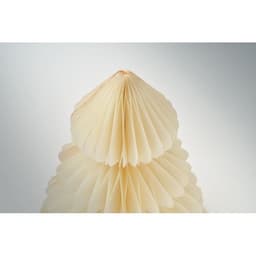 A decorative item with layered, fan-shaped cream-coloured elements, forming a cone shape at the top.