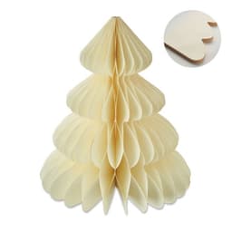 A decorative cream-coloured paper tree with layered folds, featuring a smaller inset image showing its base design.