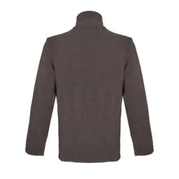 A fleece jacket in a solid dark brown colour with a high collar and long sleeves, featuring no visible branding.