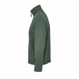 A green zip-up jacket with a high collar and side pocket, displayed from the side.