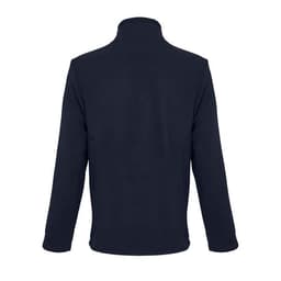 A navy blue jacket with a high collar and long sleeves, featuring a plain back design.