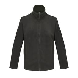 A dark green jacket with a high collar and zippered front, featuring side pockets.