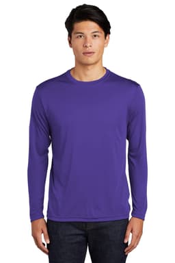 A long sleeve tee in vibrant purple, featuring a modern fit and a logo. Ideal for casual or athletic wear.
