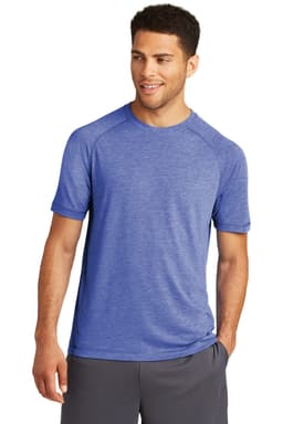 A blue sport t-shirt with raglan sleeves, featuring a logo on the chest and a comfortable, lightweight design.