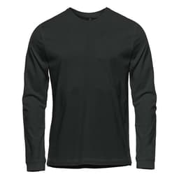 A long sleeve tee in dark green, featuring a classic crew neck and a logo on the front.