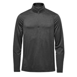 A men's Milano 1/4 zip pullover in dark grey, featuring long sleeves and a standing collar. It includes a logo.