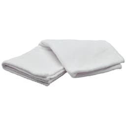 A white sublimation sports towel folded neatly, featuring a smooth texture and a logo on one corner.