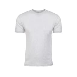 A light grey men's tri-blend crew t-shirt with short sleeves and a logo.
